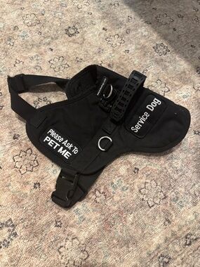 Black Service Dog Harness with 'Please Ask to Pet Me' Patch